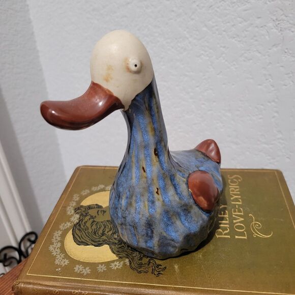 VTG Studio Pottery Bird Duck Blue Glazed Handmade Figurine Sculpture 6 x 3.5" - Picture 8 of 12